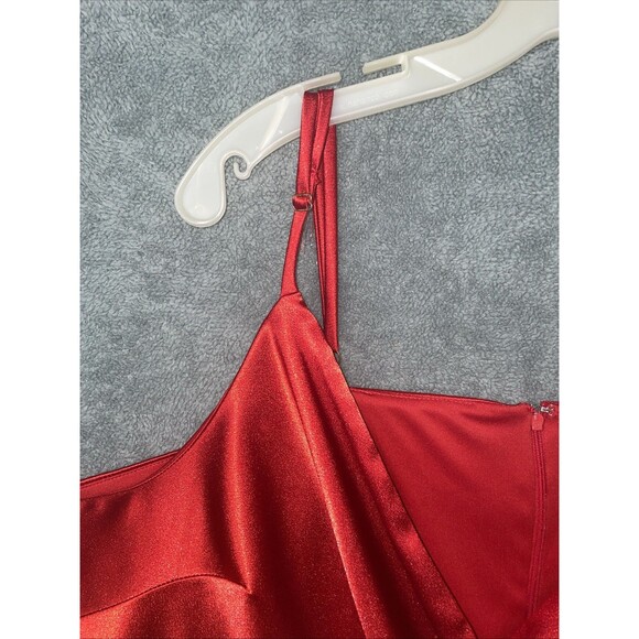 Lane Bryant Dress Womens 28 Red Midi Faux Wrap Cocxktail Glam Holiday Party - Picture 4 of 12